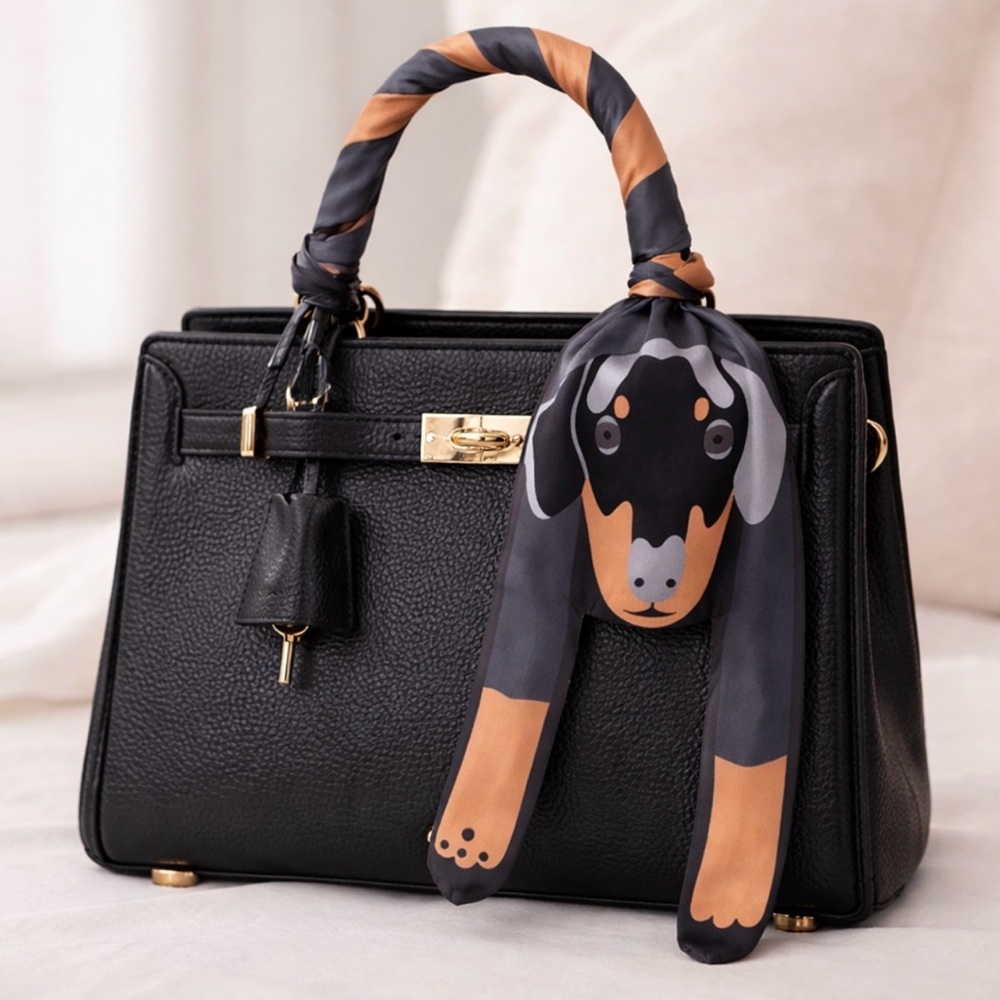 ADORABLE DACHSHUND DOXI DOG SKINNY SCARF BAG HANDLE WRAP HAIR TIE NECK BANDEAU